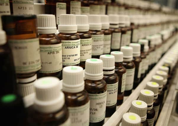 Homeopathic remedies at a pharmacy. A grandmother has lost a court case to try to force a health board to resume funding for homeopathic treatments. Picture: Getty Images