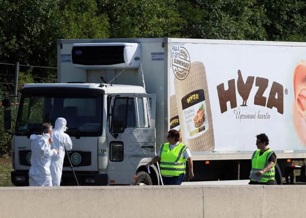 The lorry load of bodies discovered last week at the side of a main road near Parndorf in Austria has sent shockwaves across Europe and focused minds anew on the refugee crisis. Picture: AP