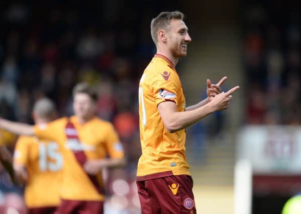 Louis Moult celebrates after coverting the spot kick. Picture: SNS