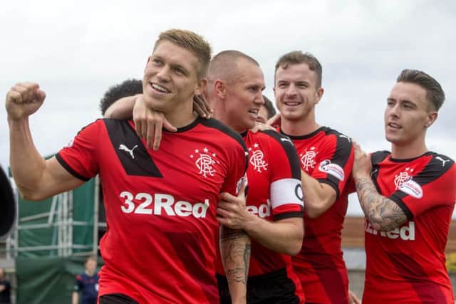 Martyn Waghorn bagged Rangers' second from the spot. Picture: PA