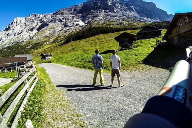 Robbie Phillips with Willis Morris in Grindelwald, Switzerland. Picture: Contributed
