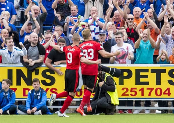 Rangers' Martyn Waghorn (right) celebrates after scoring his side's second. Picture: SNS