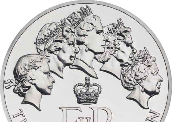 The commemorative £20 coin has the five images of the Queen. Picture: PA