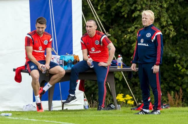 Brown sits out training yesterday, but is fully expected to play in the vital European qualifier. Picture: SNS