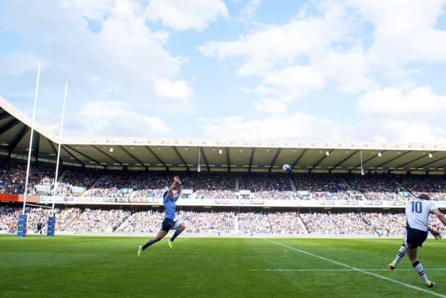 Scotland's Finn Russell converts a kick against Italy. Picture: SNS/SRU
