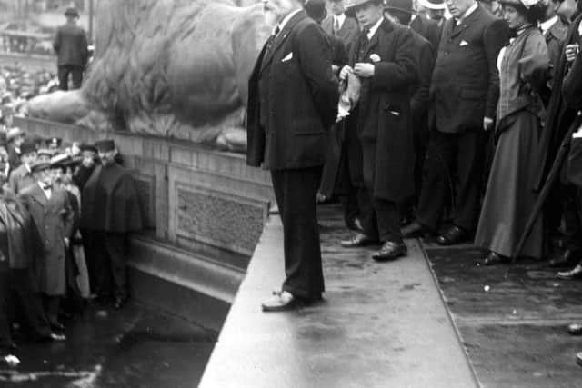 Keir Hardie pictured making a speech in London's Trafalgar Square. Picture: PA