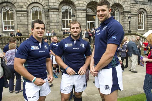 John Hardie, Fraser Brown and Grant Gilchrist. Picture: Ian Rutherford