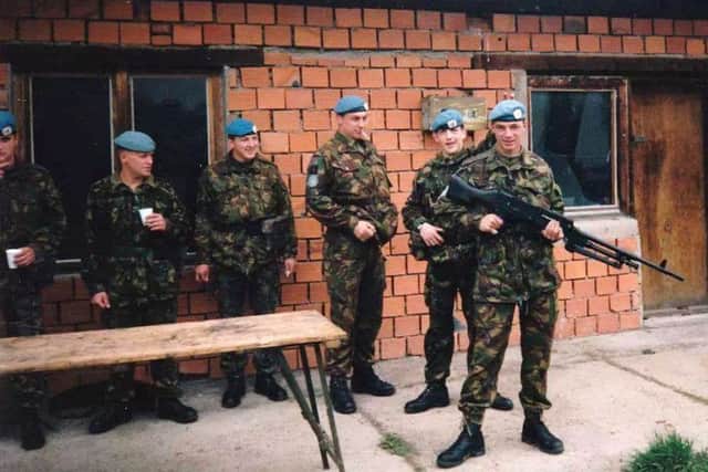 Jamie McCarroll pictured in Bosnia in 1994.  Picture: HeMedia