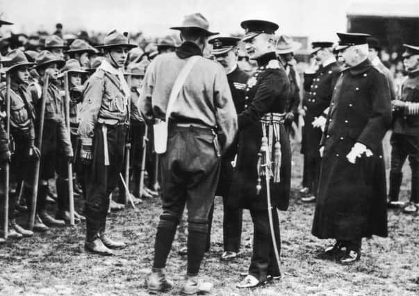 On this day in 1909 the first Boy Scout rally took place in Crystal Palace, London, led by Lord Baden-Powell. Picture: Hulton/Getty