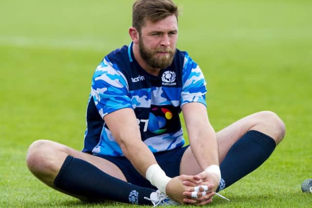 Ryan Wilson stretches off in training as the Scotland squad continued their preparations for tomorrow night's final World Cup warmup clash with France. Picture: SNS