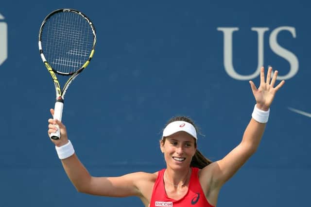 Britain's Johanna Konta celebrates after defeating No 9 seed Garbine Muguruza in their second round match yesterday. Picture: Getty