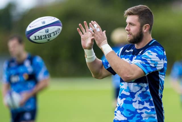 Ryan Wilson remains focused during training at Murrayfield yesterday. Picture: SNS