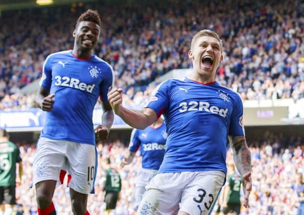 Rangers' Martyn Waghorn celebrates after making it 4-0. Picture: SNS Group
