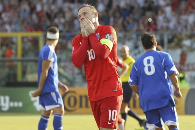 England's Wayne Rooney celebrates after scoring his 49th international goal against San Marino. Picture: Marco Luzzani/Getty Images