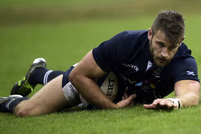 Scotland's Tommy Seymour touches down for the visitors. Picture: AFP/Getty