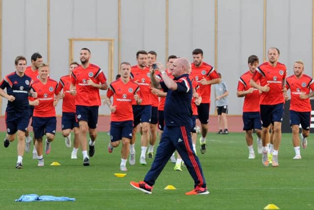 Scottish national football team players take part in the training session. Picture: AFP/Getty