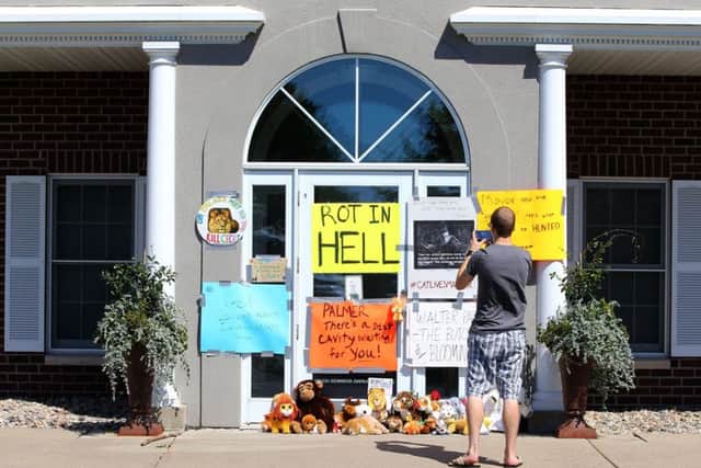 Protesters targeted his dental practice amid fury over Cecil. Picture: Getty
