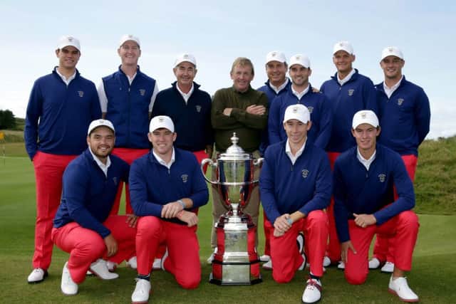 A welcome in the Hillside from Kenny Dalglish for the US Walker Cup side. Picture: The R and A