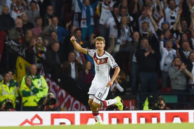 Thomas Muller celebrates Germany's lead. Picture: SNS