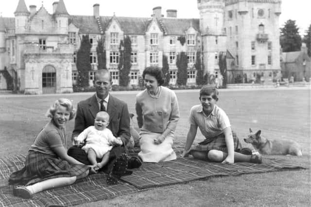 The Queen and Prince Philip with their children, Prince Andrew (centre), Princess Anne (left) and Charles, Prince of Wales at Balmoral in 1960. Picture: Getty Images