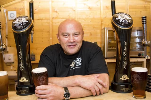 Former England international Brian Moore at the Three Sisters pub in Edinburgh - an official fans hub for the World Cup. Picture: Craig Watson