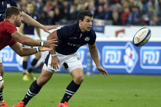 John Hardie in action for Scotland against France at the Stade de France.  Picture: Loic Venance/AFP/Getty Images