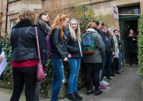 Students queue for the chance to rent a flat in Edinburgh. Picture: Ian Georgeson