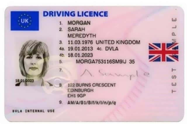 A sample driving licence for an Edinburgh resident with the Union flag. Picture: DVLA