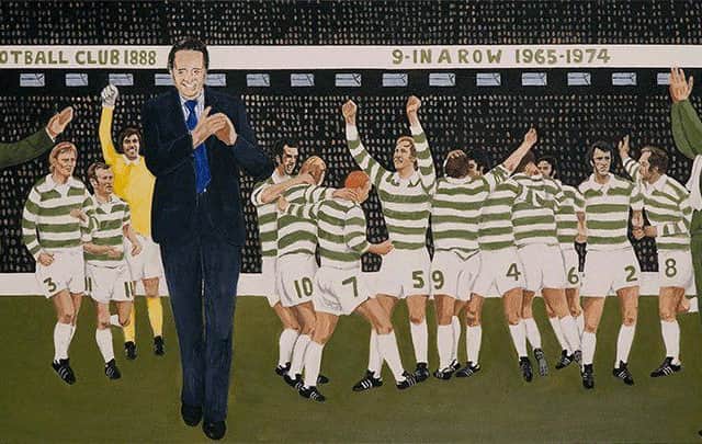 Murrays painting of Jock Stein and Celtic celebrating their nine titles in a row from 1965 to 1974