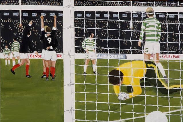 Murrays painting of Gordon Wallaces winning goal in Dundees 1-0 victory over Celtic in the League Cup final of 1973
