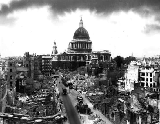 Bomb damage around St Paul's Cathedral in London in 1941. Picture: Getty