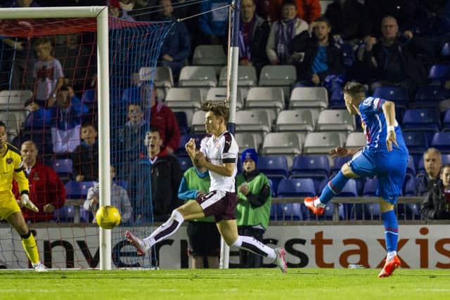 Miles Storey fires the ball home to give Inverness a two-goal lead. Picture: SNS