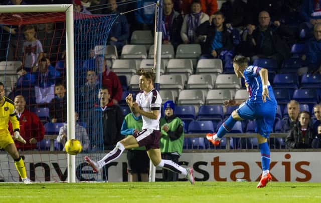 Miles Storey fires the ball home to give Inverness a two-goal lead. Picture: SNS
