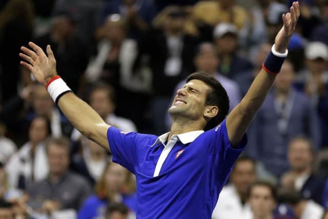 Novak Djokovic celebrates his 10th grand slam win. Picture: AP