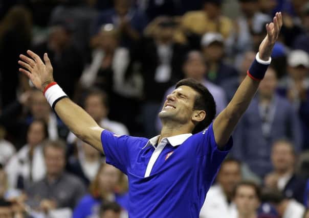 Novak Djokovic celebrates his 10th grand slam win. Picture: AP