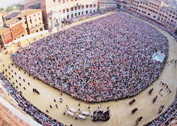 Scenes from the Palio in Siena, where each race only lasts around 90 seconds. Picture: Contributed