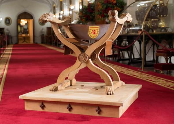 Replica of the throne of King Robert the Bruce at Scone Palace. Picture: Graham Hart/Perthshire Picture Agency