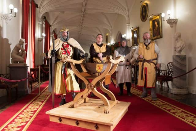 The throne made in partnership between Historic Scotland and Strathleven Artisians uses oak from Scone Palace where Robert the Bruce was crowned in 1306. Picture: Graham Hart/Perthshire Picture Agency