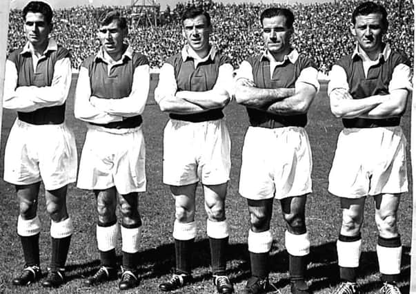 A formidable forward line of, from left, Gordon Smith, Eddie Turnbull, Lawrie Reilly, Bobby Combe and Willie Ormond. Picture: Daily Record