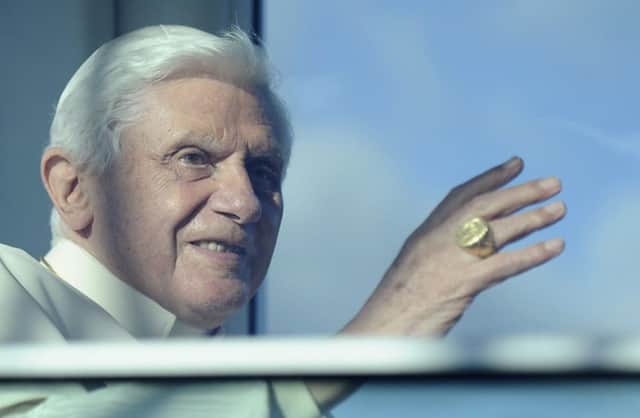 On this day in 2010 Pope Benedict XVI arrived in Scotland for the beginning of his four-day visit to the UK. Picture: AFP/Getty