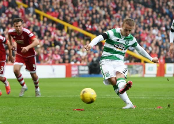 Player of the month Leigh Griffiths has scored nine goals in nine starts for Celtic this season. Pictures: SNS