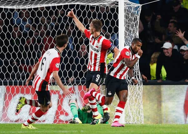 Luciano Narsingh of PSV Eindhoven celebrates scoring the winning goal. Picture: Getty