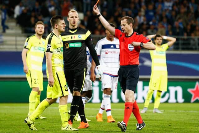 Willie Collum sends off Thomas Foket during the Group H clash. Picture: Getty