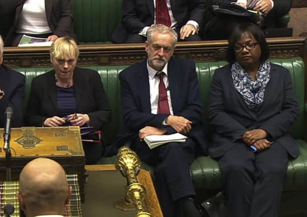 Jeremy Corbyn sits on the front benches with members of the Shadow cabinet. Picture: Contributed
