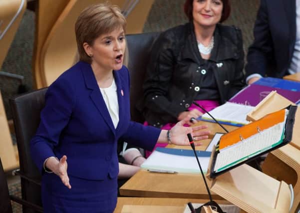 First Minister Nicola Sturgeon at First Minister's Questions. Picture: Hemedia