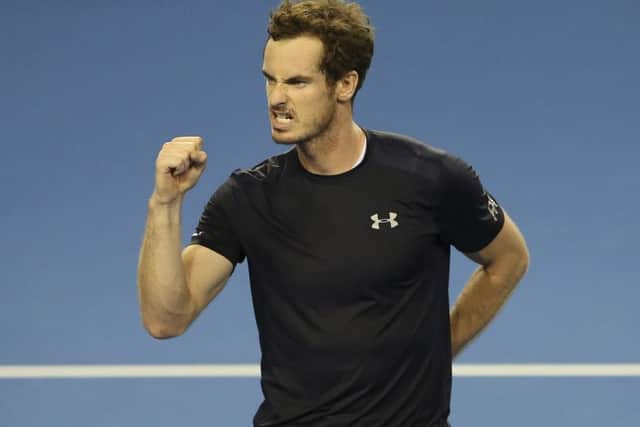 Britain's Andy Murray reacts during his Davis Cup semi-final tennis match against Australia's Thanasi Kokkinakis in Glasgow. Picture: AFP/Getty