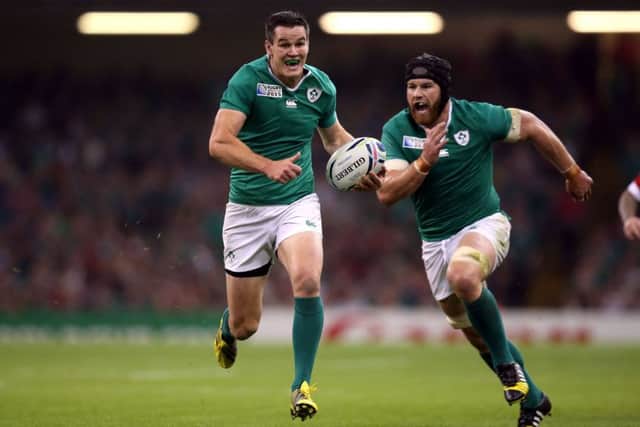 Ireland's Johnny Sexton races clear to score his side's third try of the game. Picture: PA