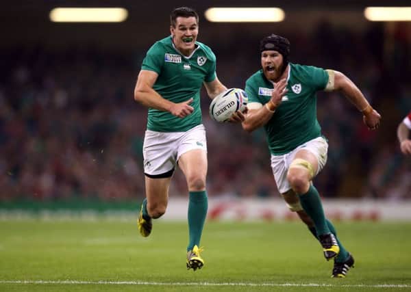 Ireland's Johnny Sexton races clear to score his side's third try of the game. Picture: PA