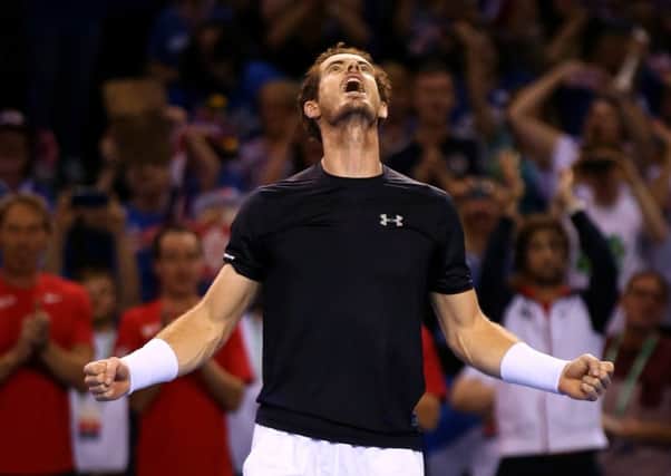 Great Britain's Andy Murray celebrates his victory over Australia's Bernard Tomic. Picture: PA
