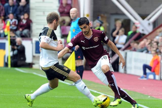 Two of the goalscorers at Tynecastle go head-to-head. Picture: Lisa Ferguson